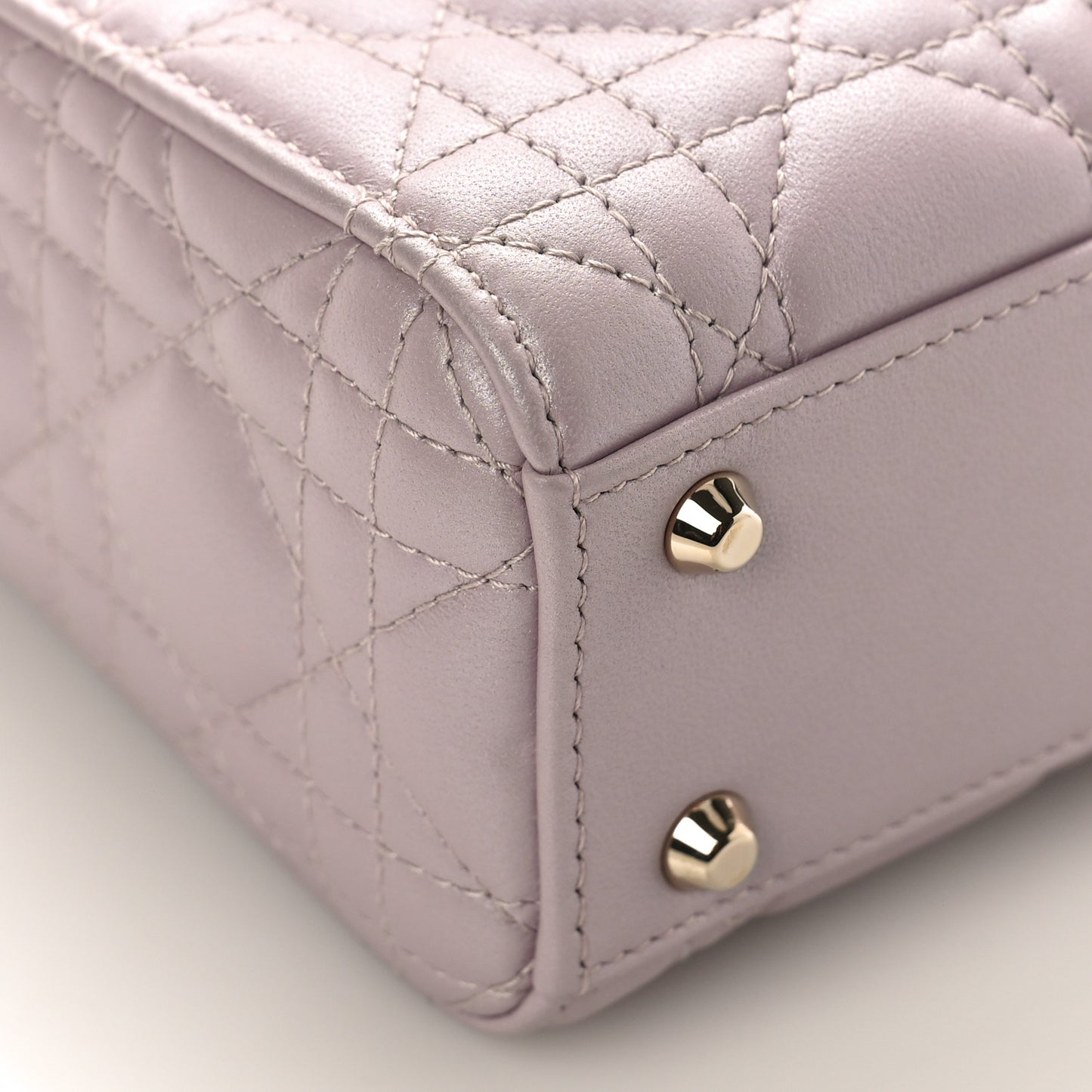 Metallic Lambskin Cannage Mini Lady Dior Lotus