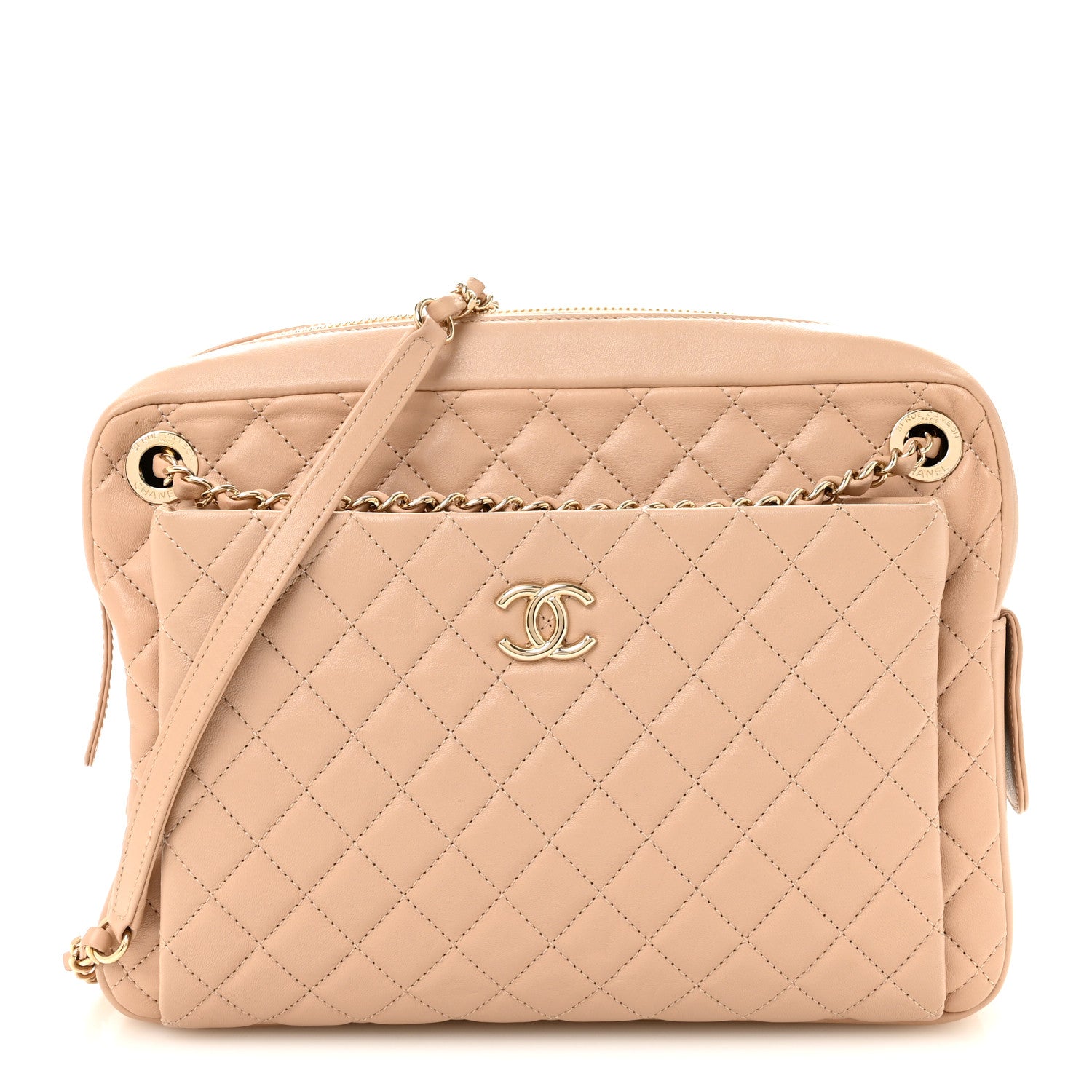 Chanel Lambskin Quilted Large Camera Case Beige Clair 1 of 12