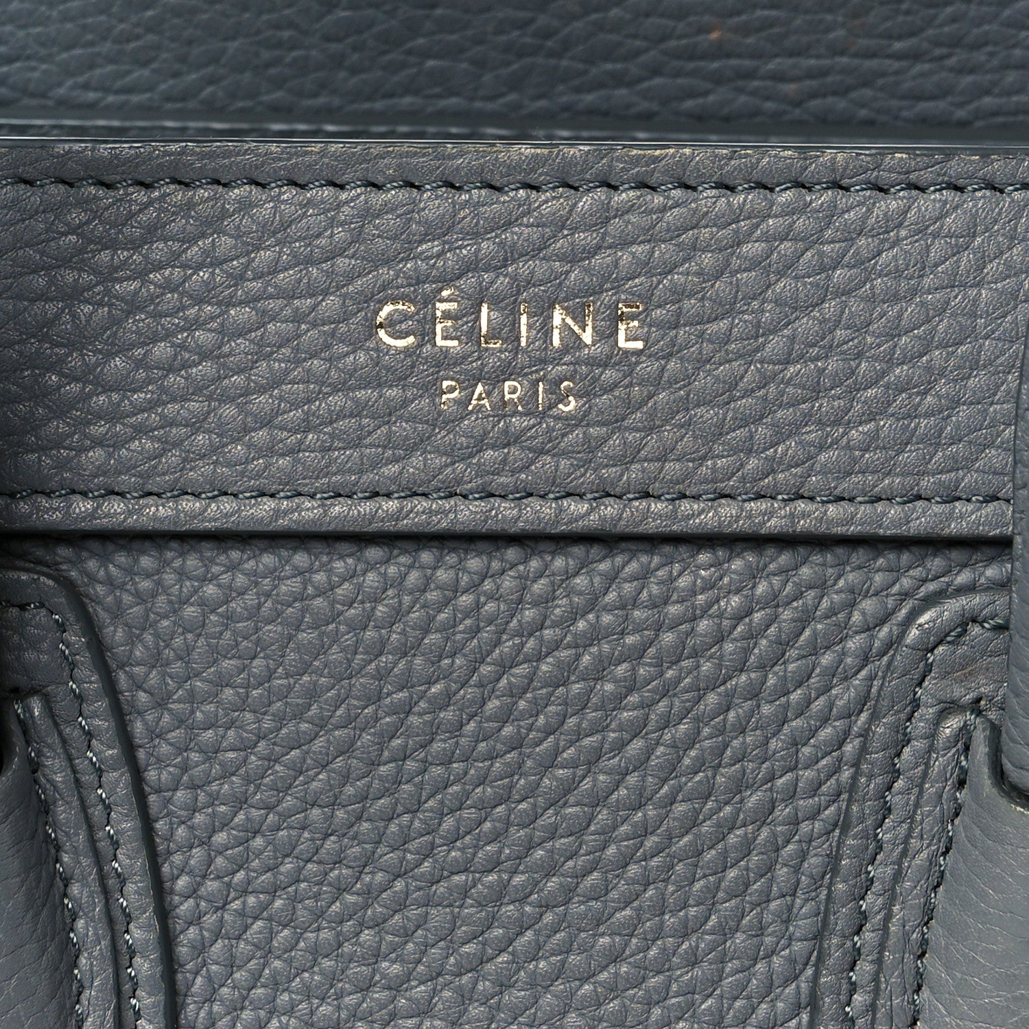 Celine Drummed Calfskin Nano Luggage Kohl 8 of 12