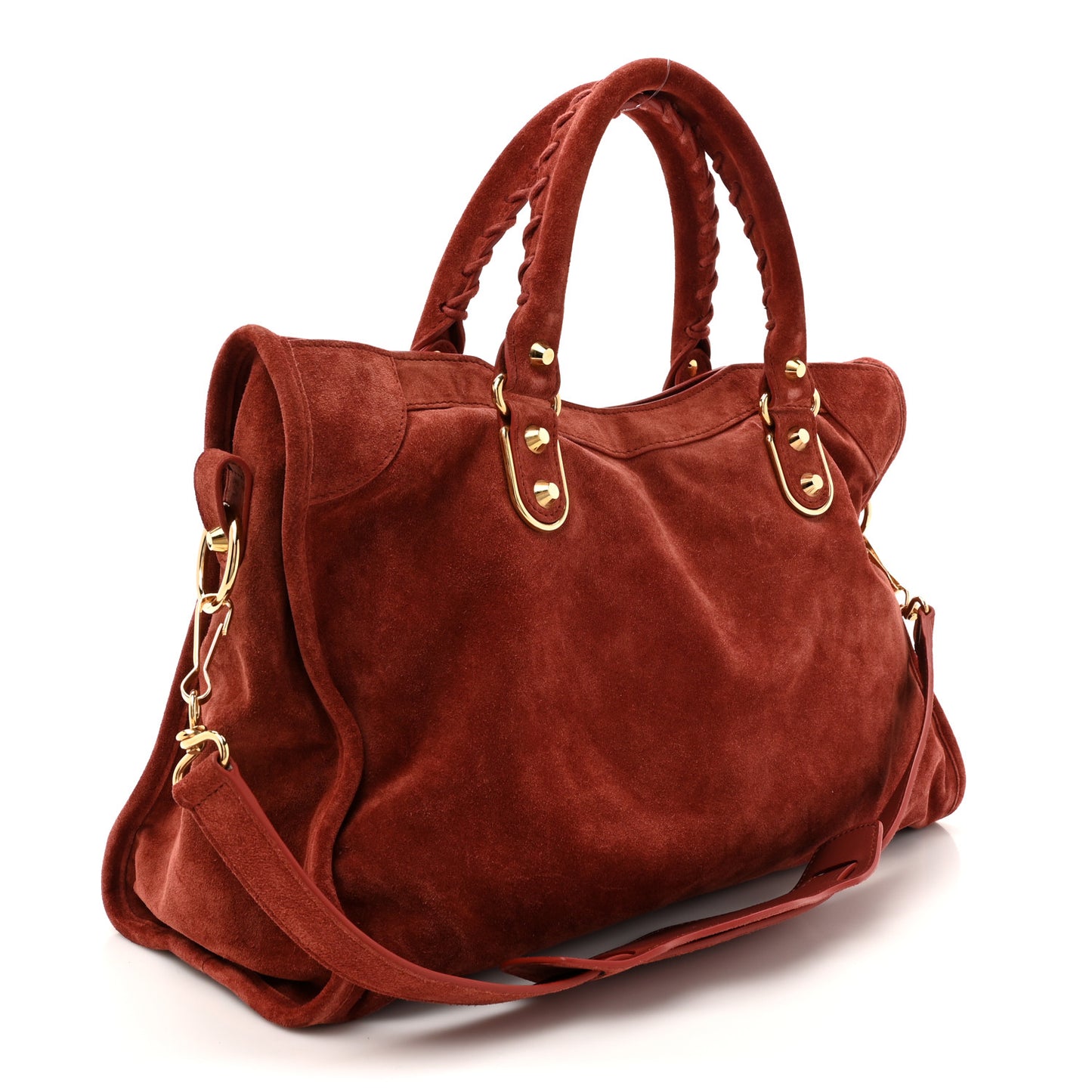 Baby Daim Suede Gold Metallic Edge Hardware City Bois De Rose Fonce
