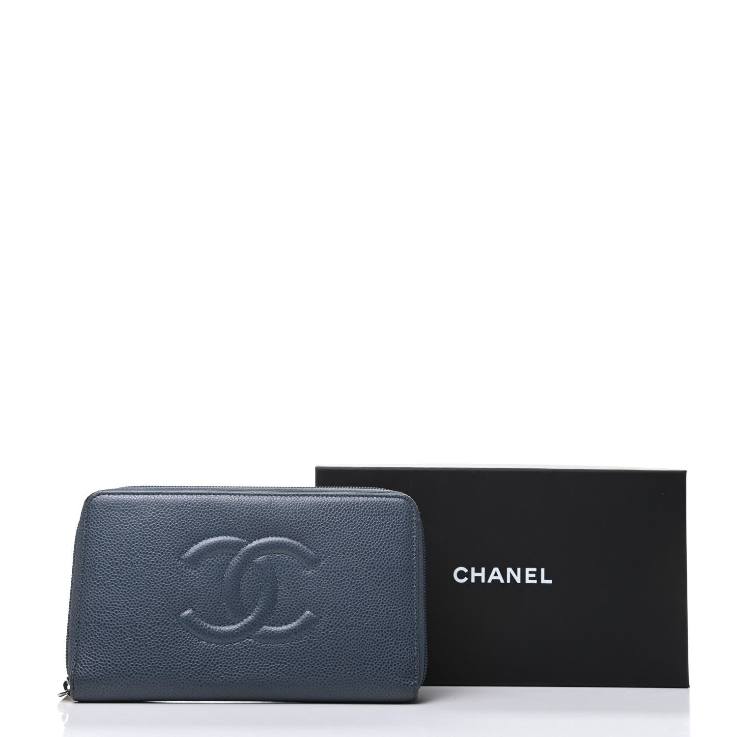 Chanel Caviar Large CC Timeless Zip Around Organizer Wallet Blue 11 of 11