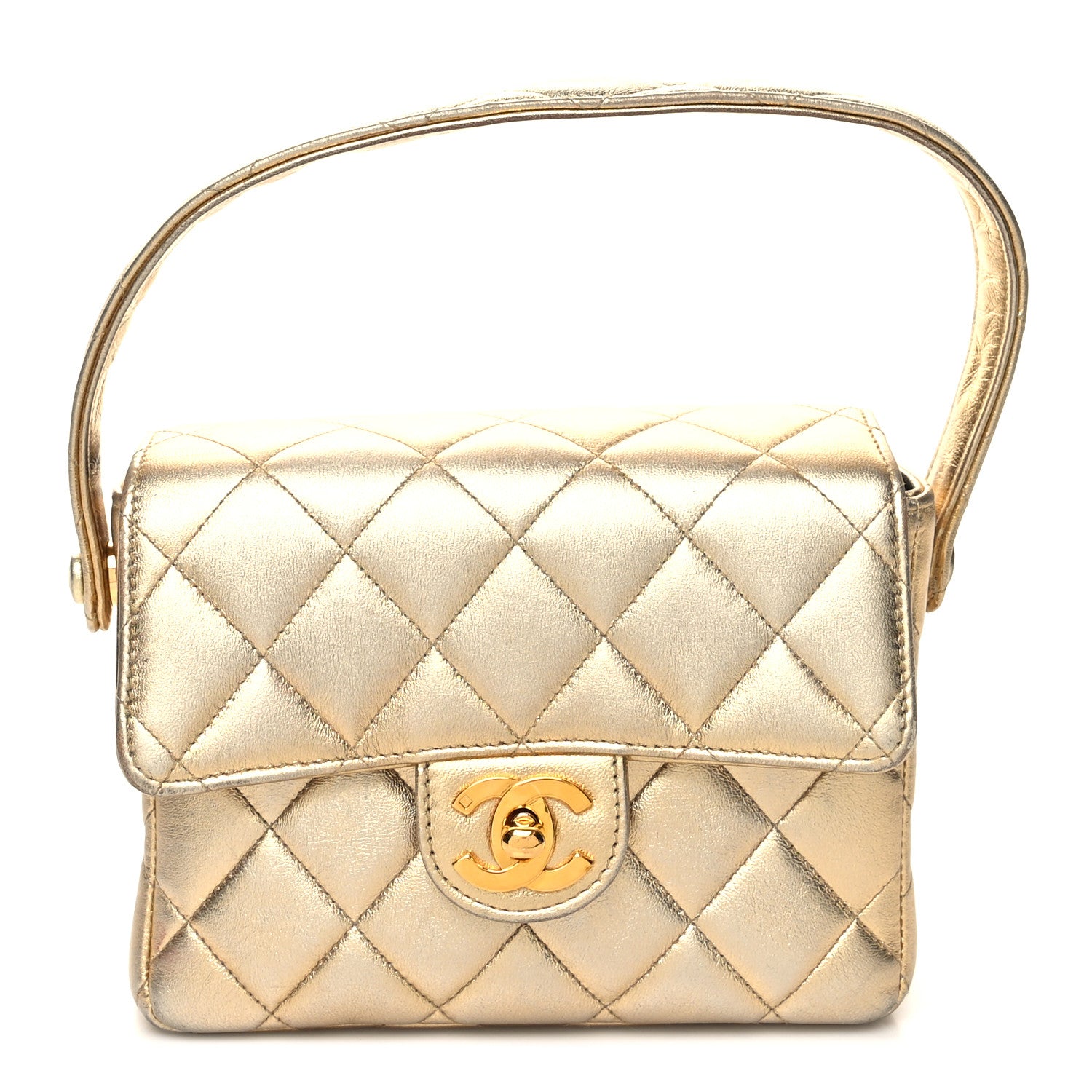 Chanel Lambskin Micro Mini Kelly Flap Bag Gold 1 of 11