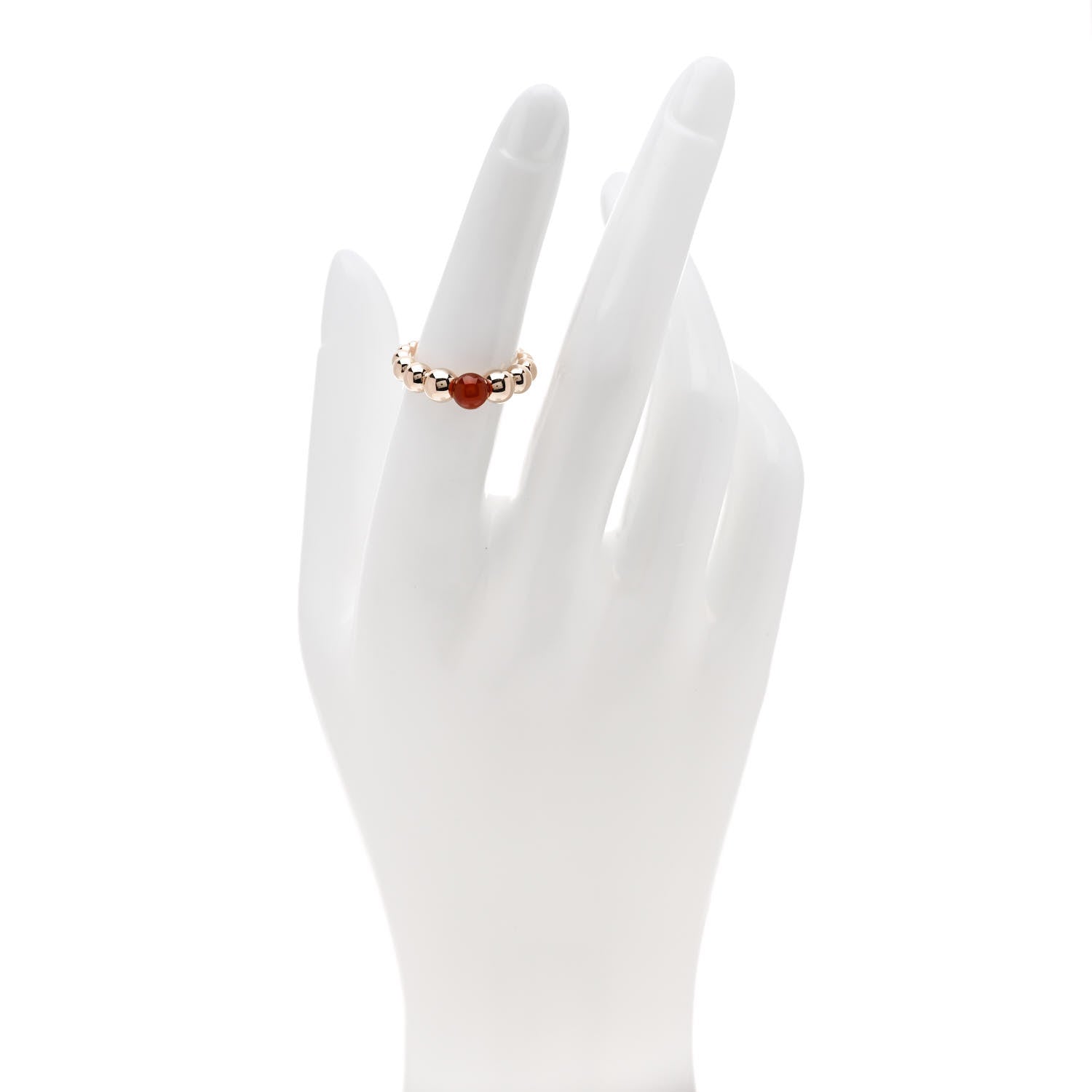 Van Cleef & Arpels 18K Rose Gold Carnelian Perlee Couleurs Variation Ring 52 6 2 of 6