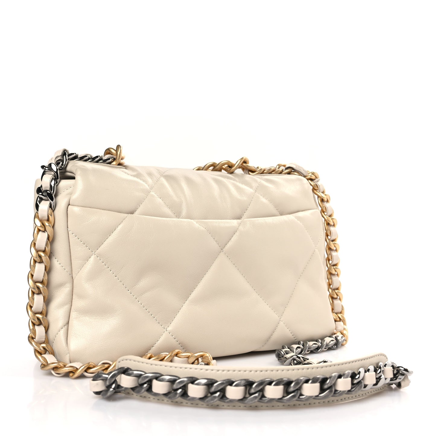 Lambskin Quilted Medium Chanel 19 Flap Light Beige