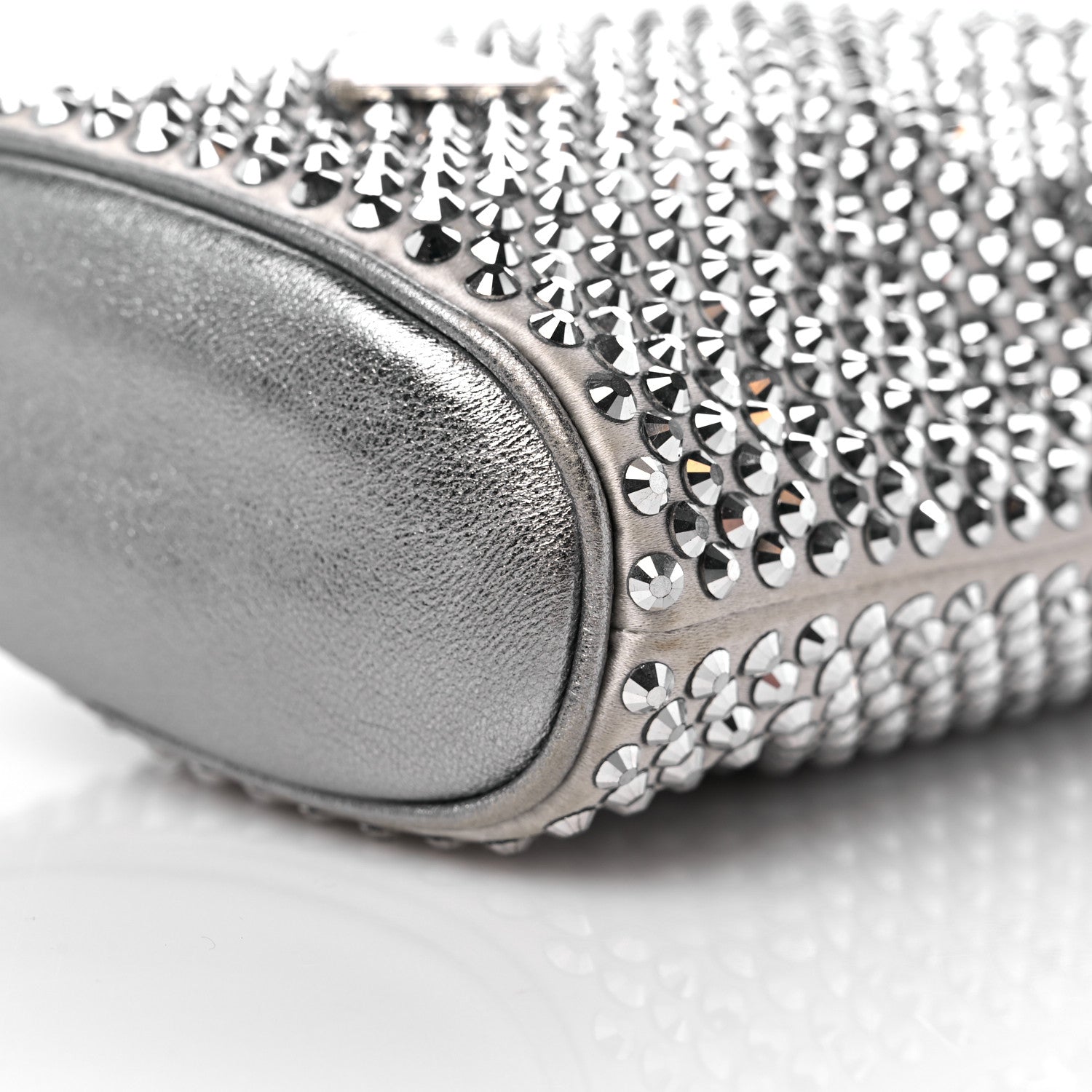 Prada Satin Crystal Drawstring Pouch Crossbody Silver 8 of 11