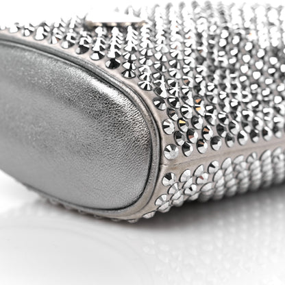 Prada Satin Crystal Drawstring Pouch Crossbody Silver 8 of 11