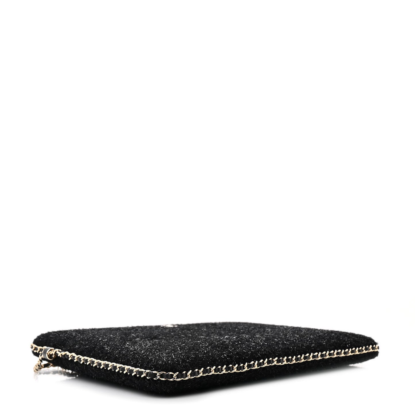 Tweed Chain Around Tablet Holder Crossbody Black