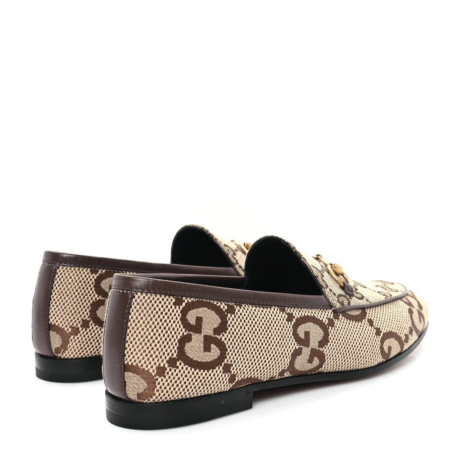 Gucci Monogram Jumbo GG Malaga Kid Horsebit Womens Jordaan Loafers 36 Beige Ebony New Acero 5 of 10