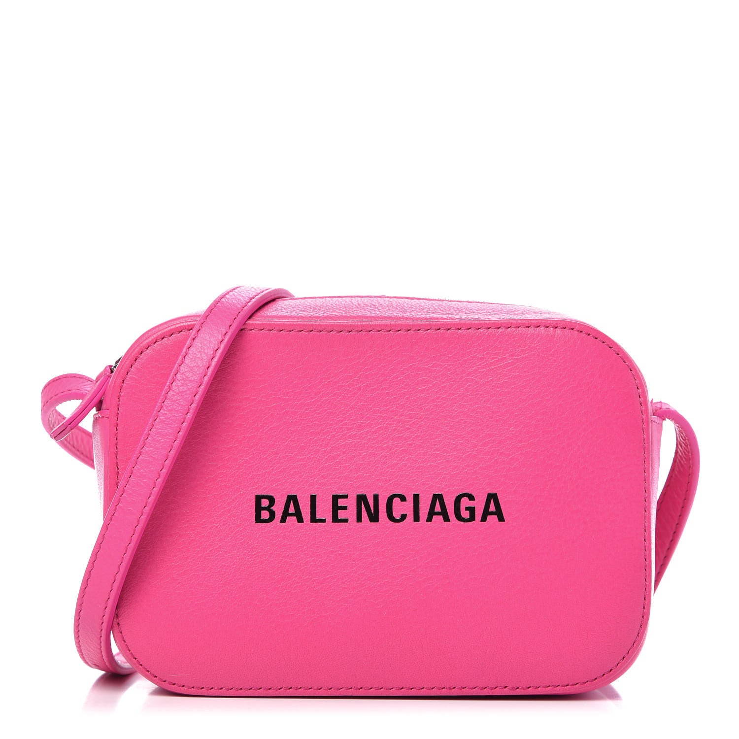 Balenciaga Calfskin Logo XS Everyday Camera Bag Acid Fuchsia Black 1 of 10