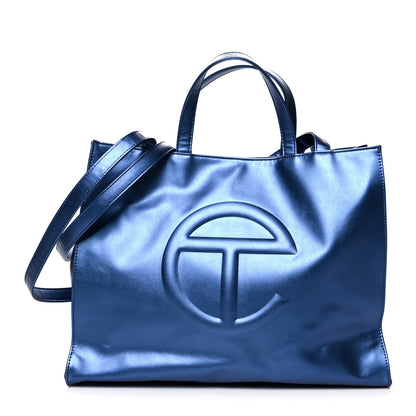 Telfar Metallic Vegan Leather Large Shopping Bag Cobalt 1 of 10