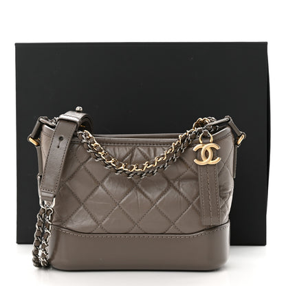 Chanel Aged Calfskin Quilted Small Gabrielle Hobo Grey 12 of 12