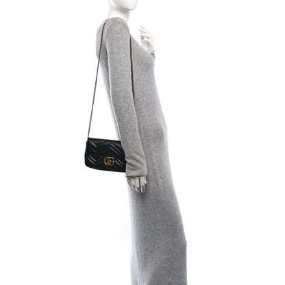 Gucci Calfskin Matelasse Mini GG Marmont Shoulder Bag With Case Black White 2 of 10