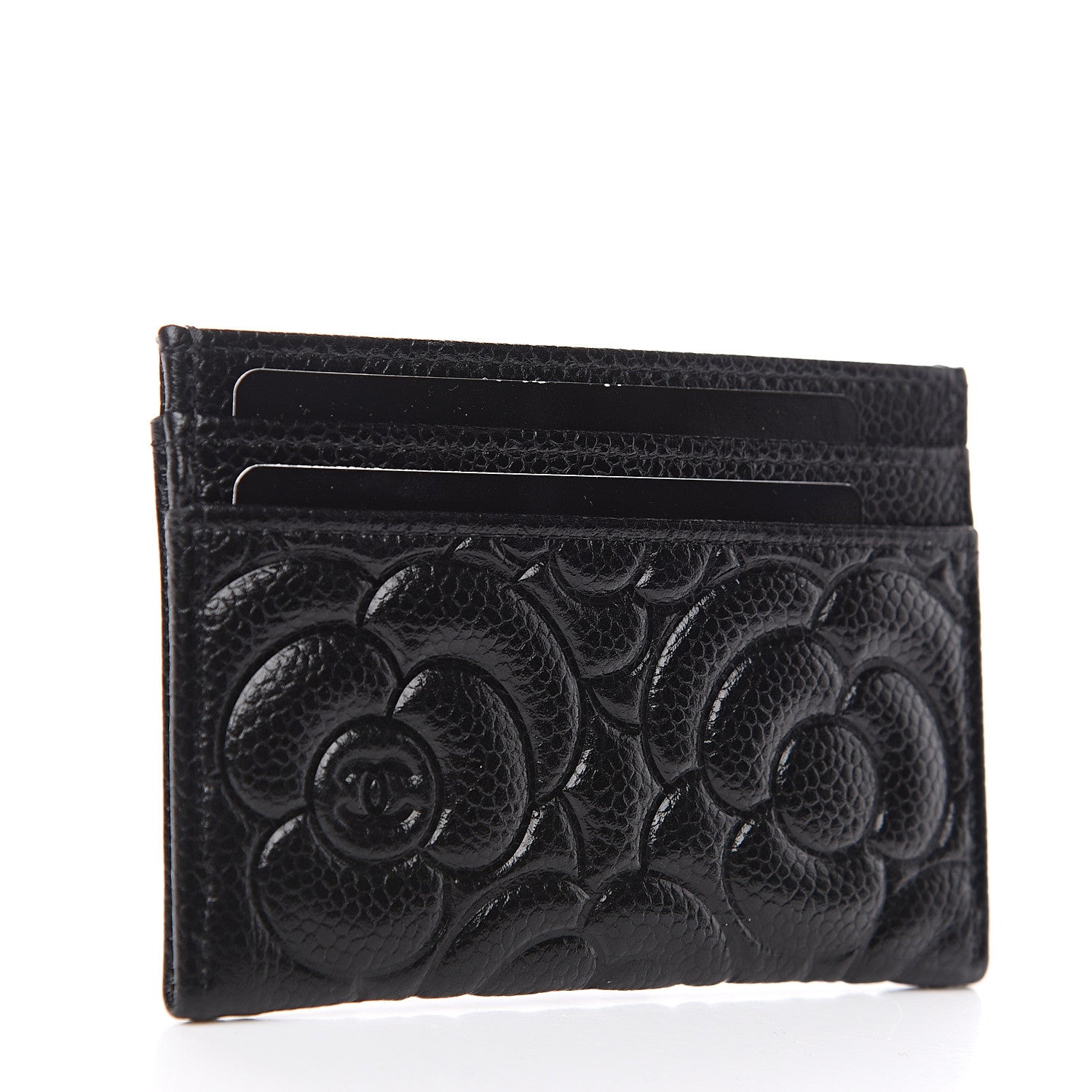 Chanel Caviar Camellia Embossed Card Holder Black 2 of 8