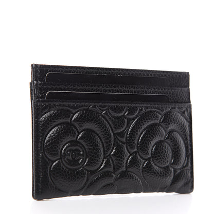 Chanel Caviar Camellia Embossed Card Holder Black 2 of 8