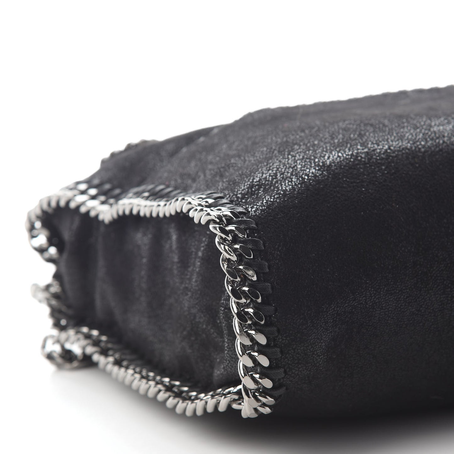 Embellished Shaggy Deer Small Falabella Fold Over Tote Black