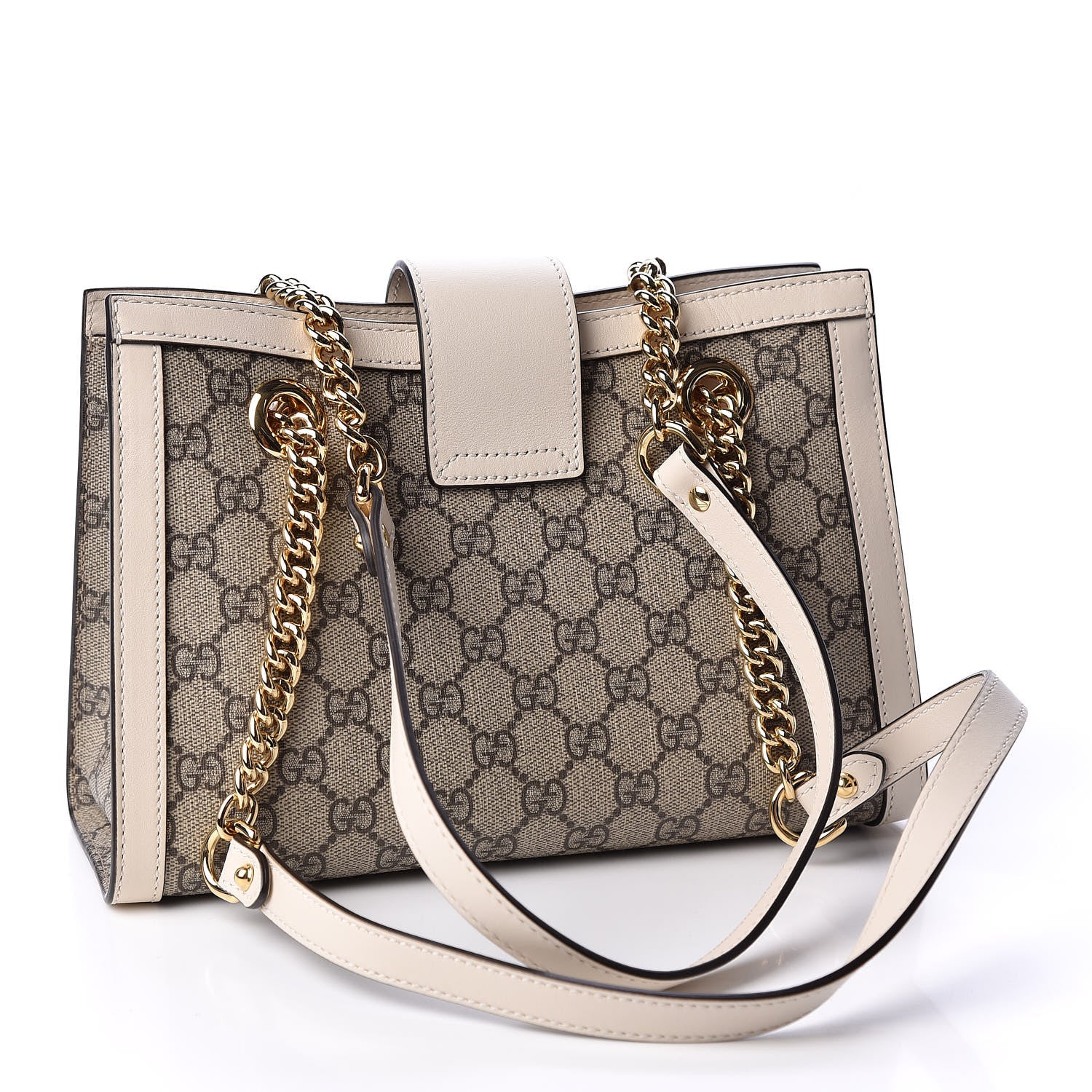 Gucci GG Supreme Monogram Moon Calfskin Small Padlock Tote Beige Ebony Mystic White 2 of 9