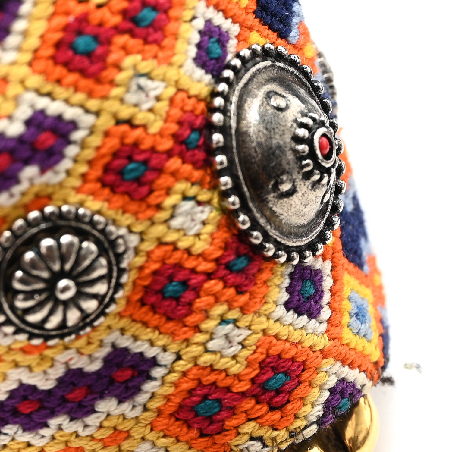 Christian Dior Canvas Embroidered Studded Mexico Shoulder Strap Multicolor 4 of 4