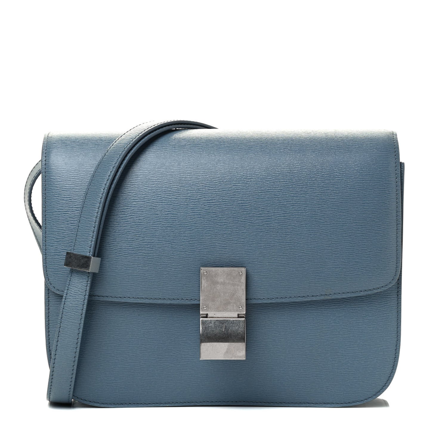 Liege Calfskin Medium Classic Box Flap Bag Slate Blue