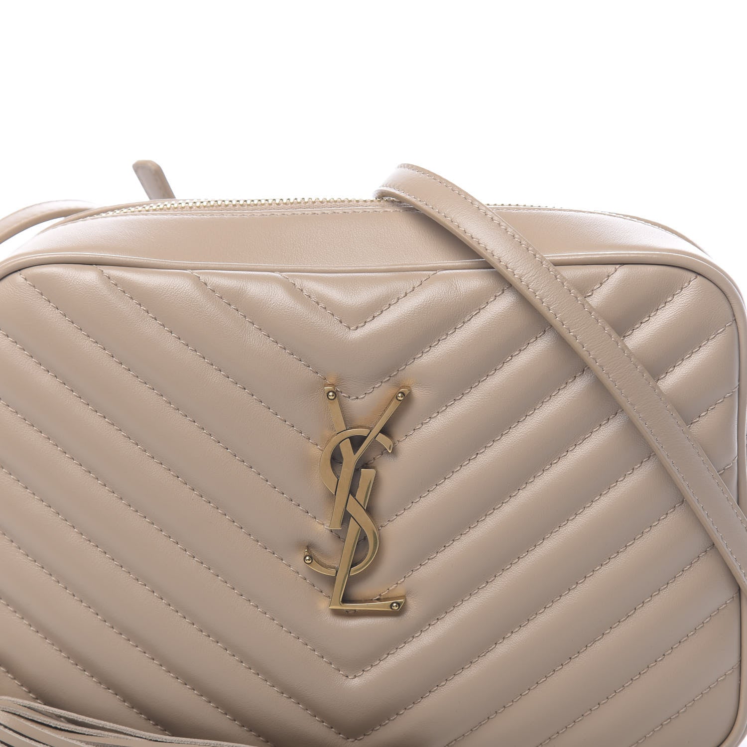 Saint Laurent Calfskin Matelasse Monogram Lou Camera Bag Dark Beige 8 of 9
