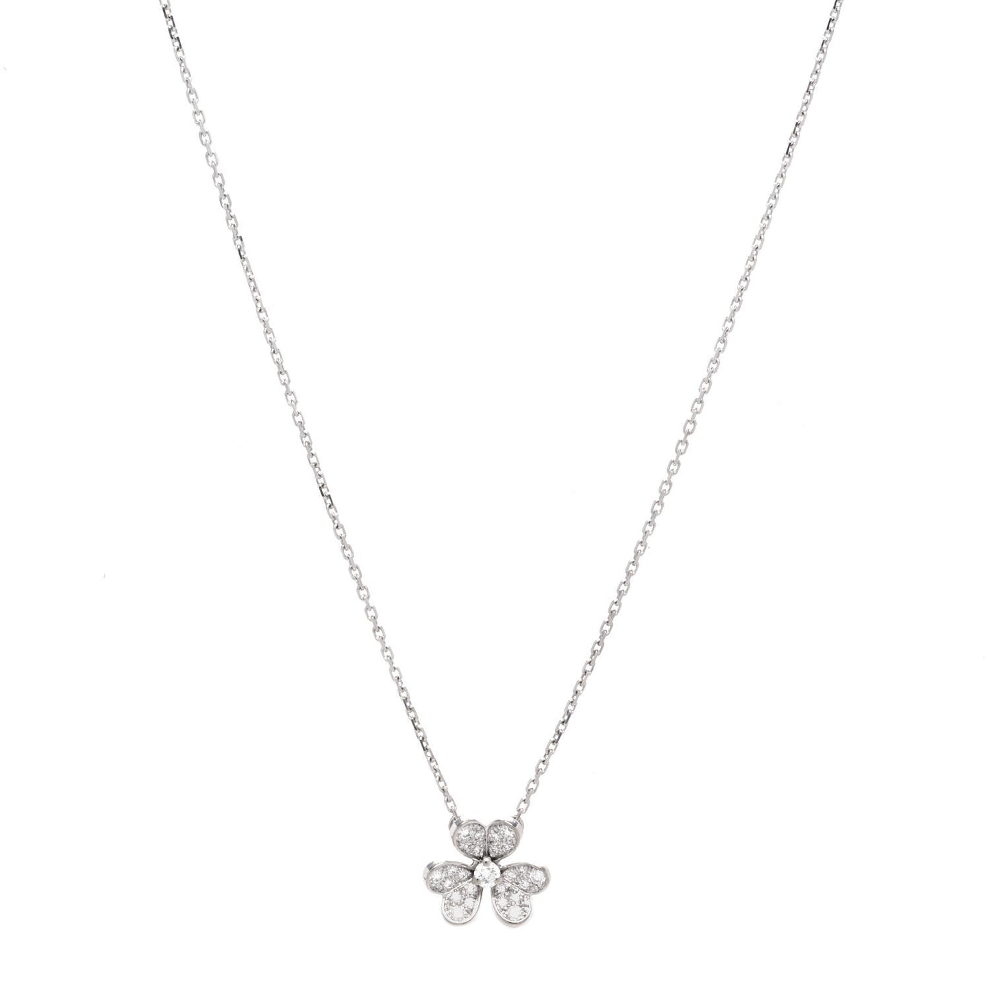 18K White Gold Diamond Mini Frivole Pendant Pave Necklace