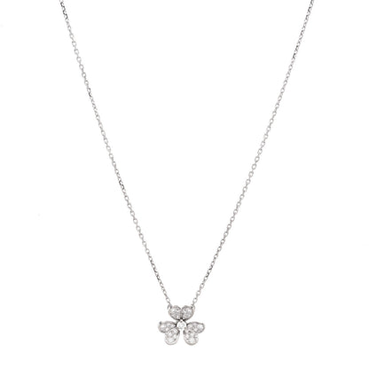 Van Cleef & Arpels 18K White Gold Diamond Mini Frivole Pendant Pave Necklace 1 of 8