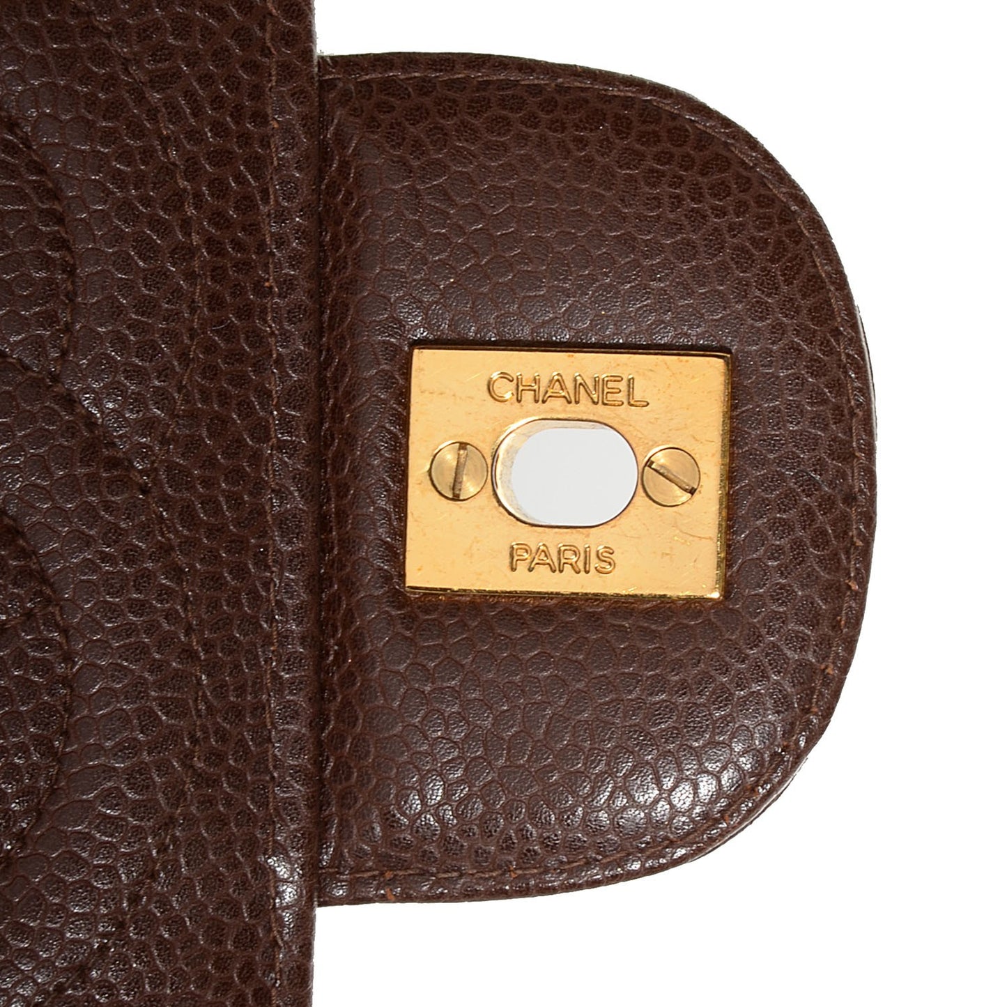 Caviar Horizontal Quilt Medium Single Flap Light Brown