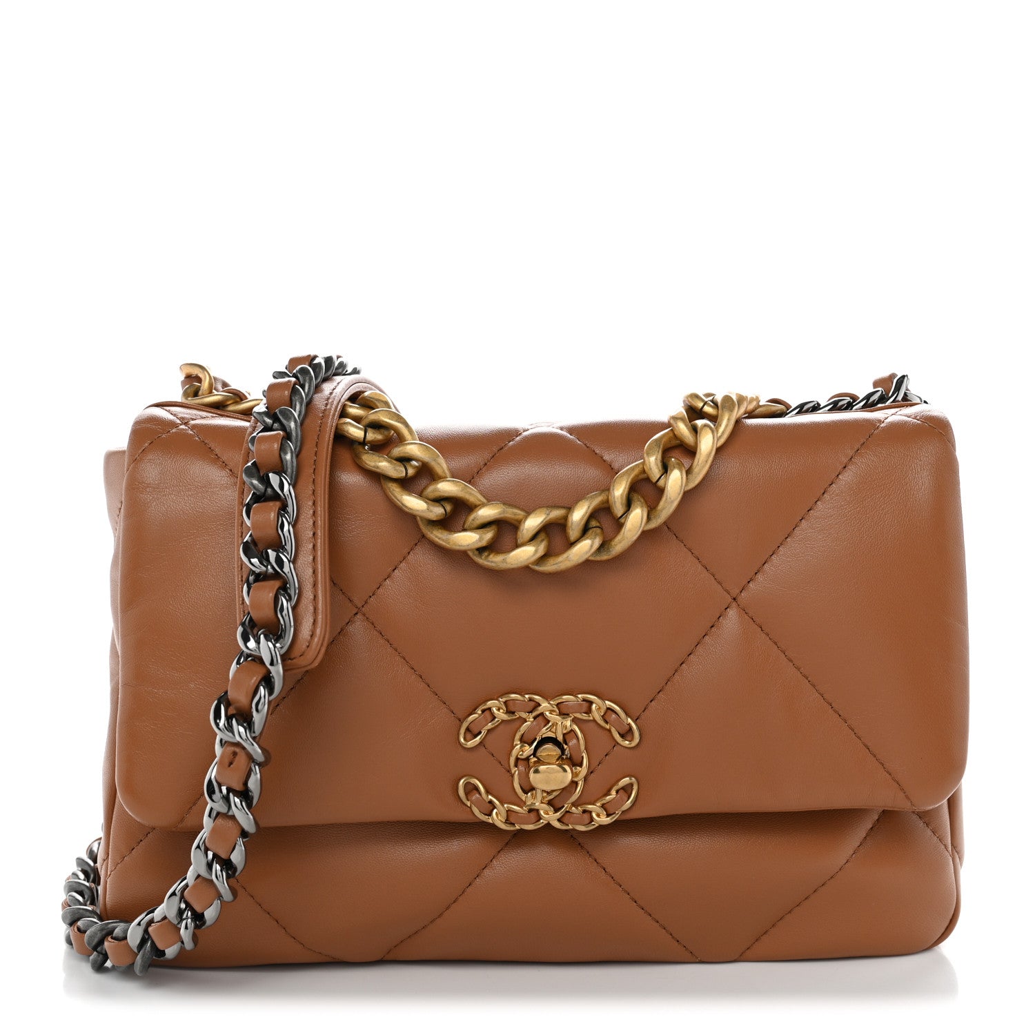 Chanel Lambskin Quilted Medium Chanel 19 Flap Brown 1 of 12