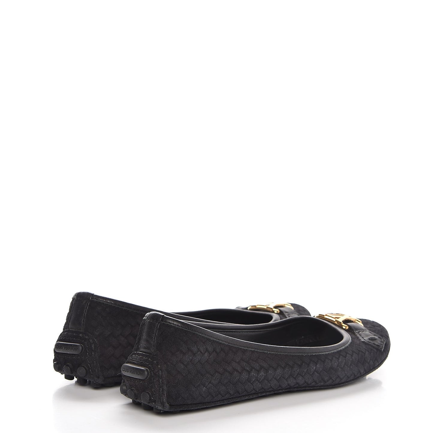 Woven Suede Oxford Ballerina Flats 35 Black