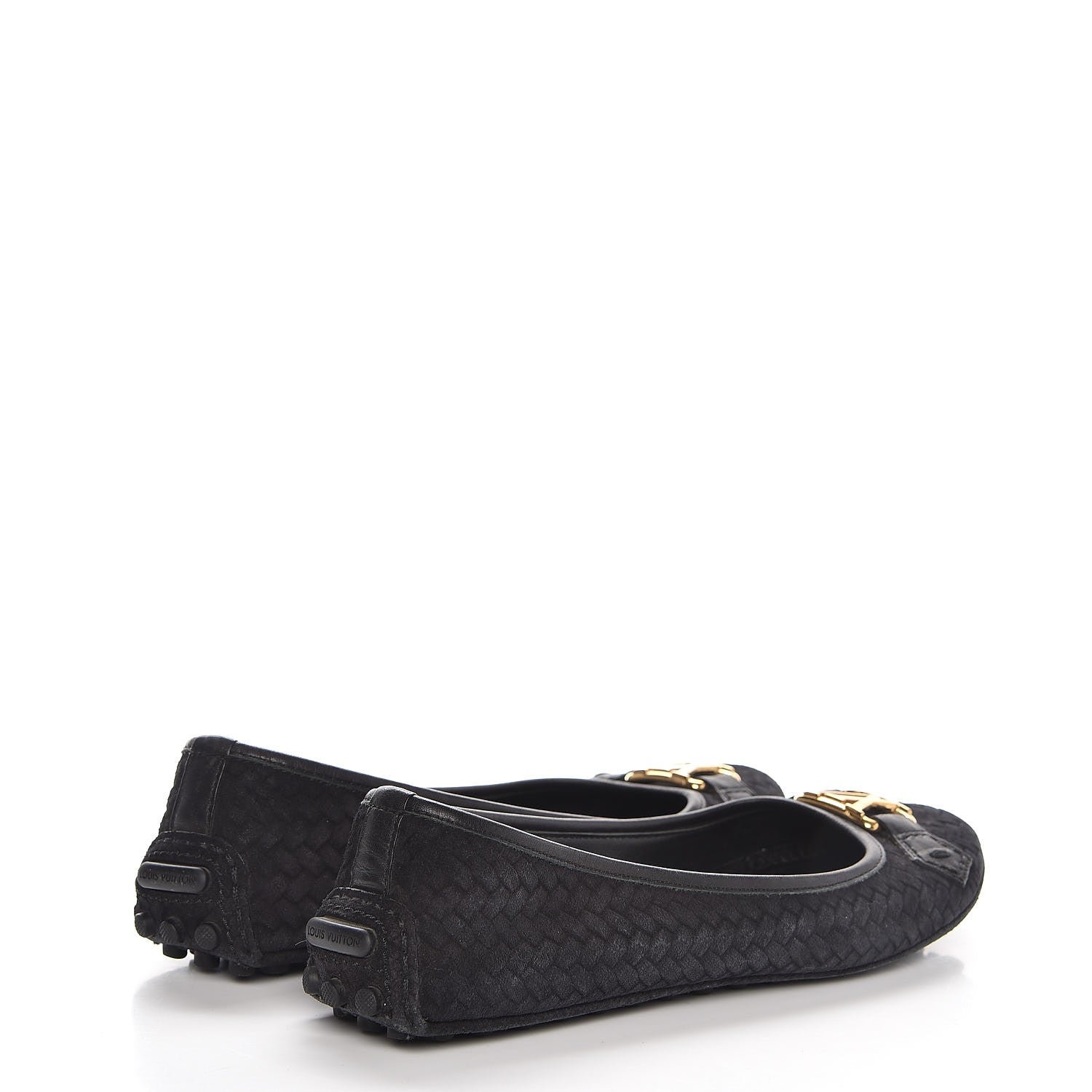 Louis Vuitton Woven Suede Oxford Ballerina Flats 35 Black 4 of 9