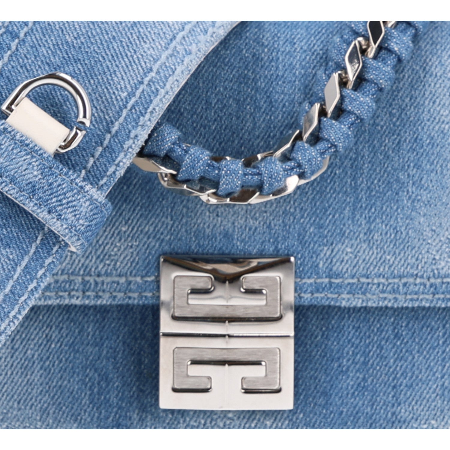 Givenchy Denim Small 4G Woven Chain Crossbody Blue 7 of 9