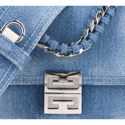 Givenchy Denim Small 4G Woven Chain Crossbody Blue 7 of 9
