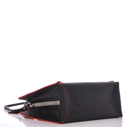 Balenciaga Rubberized Calfskin Papier Mini A4 Zip Around Tote Black Red 4 of 10