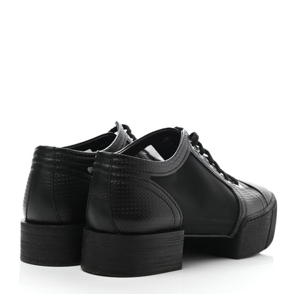 Chanel Embossed Calfskin Mesh Lace Up Sneakers 37 Black 4 of 7