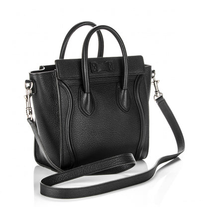 Celine Drummed Calfskin Nano Luggage Black 3 of 6