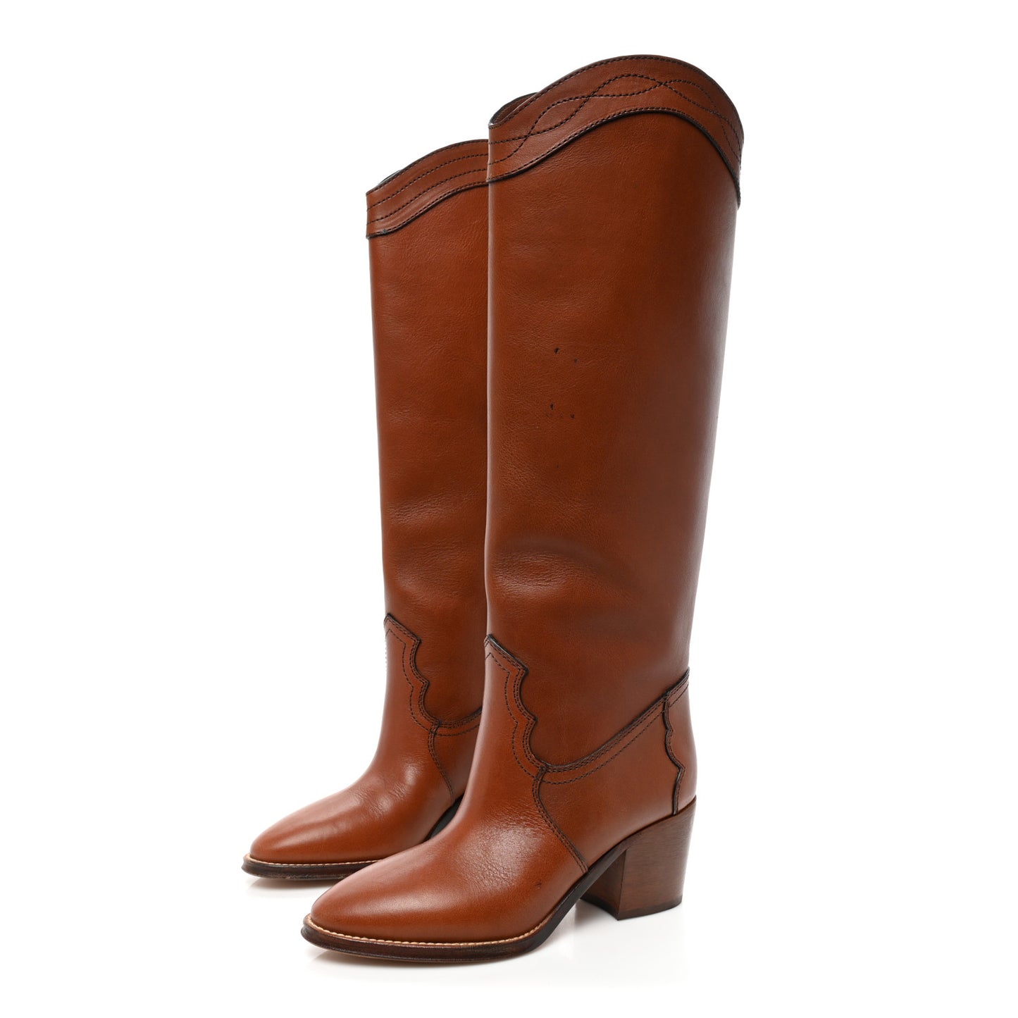 Calfskin Kate 60 Western Knee High Boots 36 New Papaya.