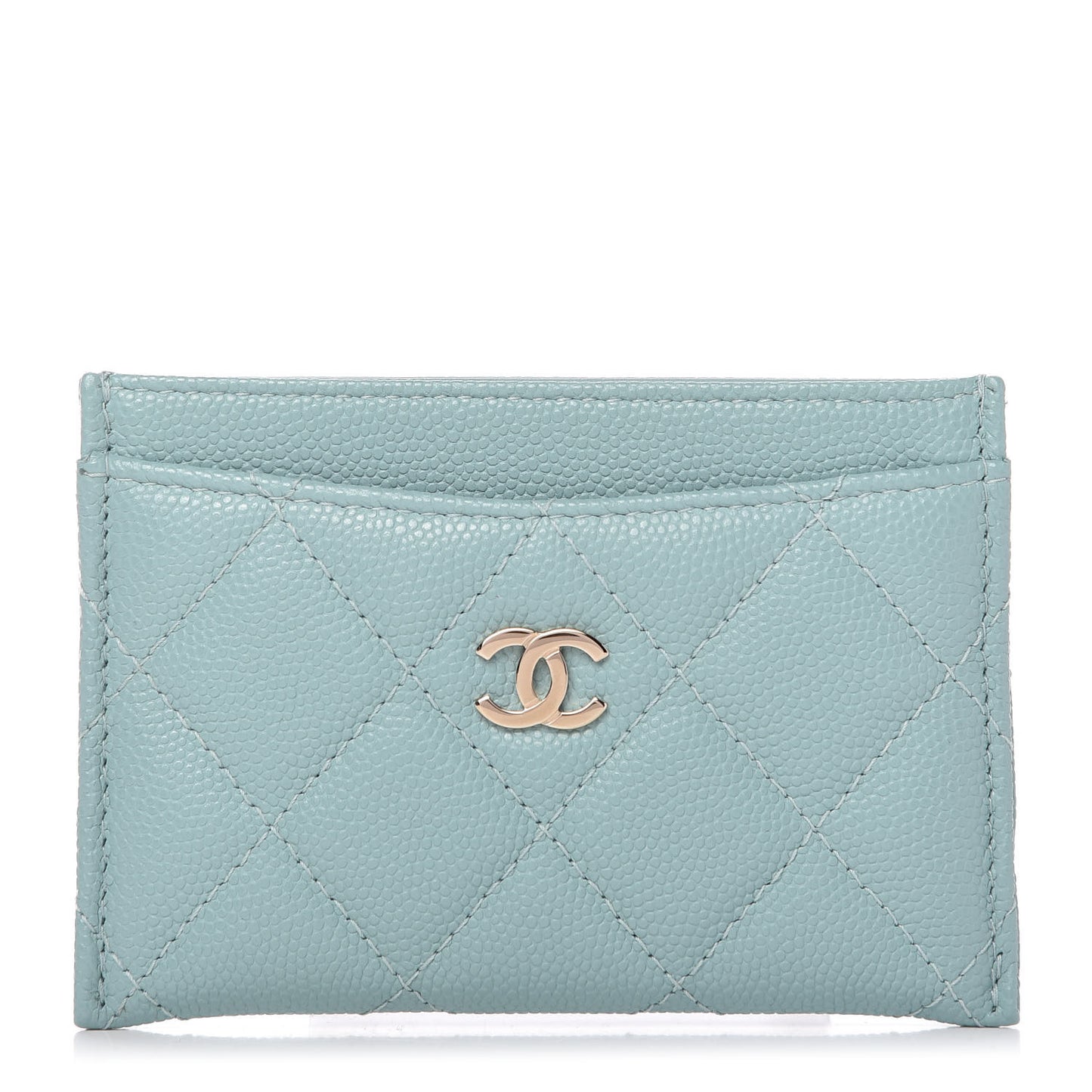 Caviar Quilted Card Holder Light Blue