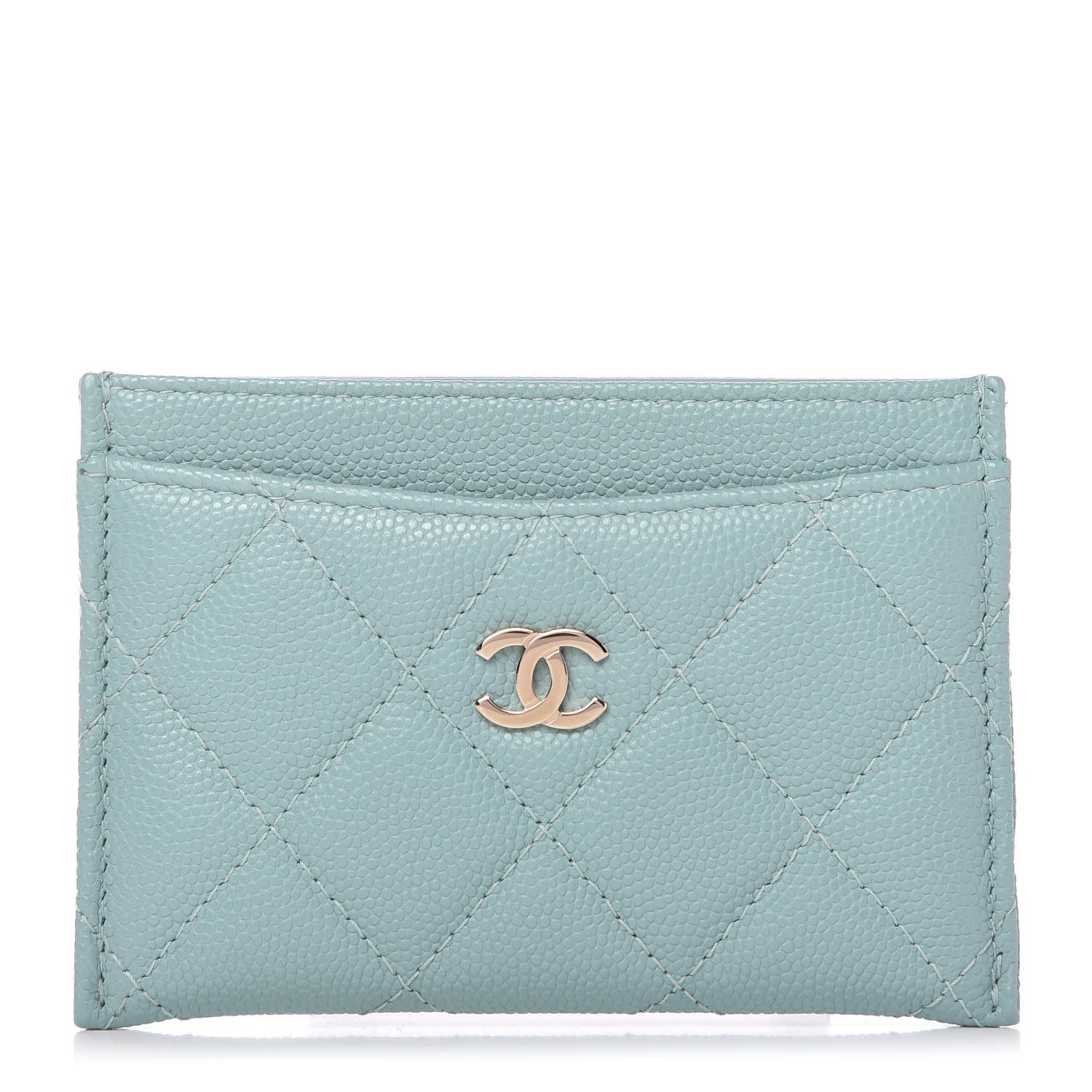 Chanel Caviar Quilted Card Holder Light Blue 1 of 9