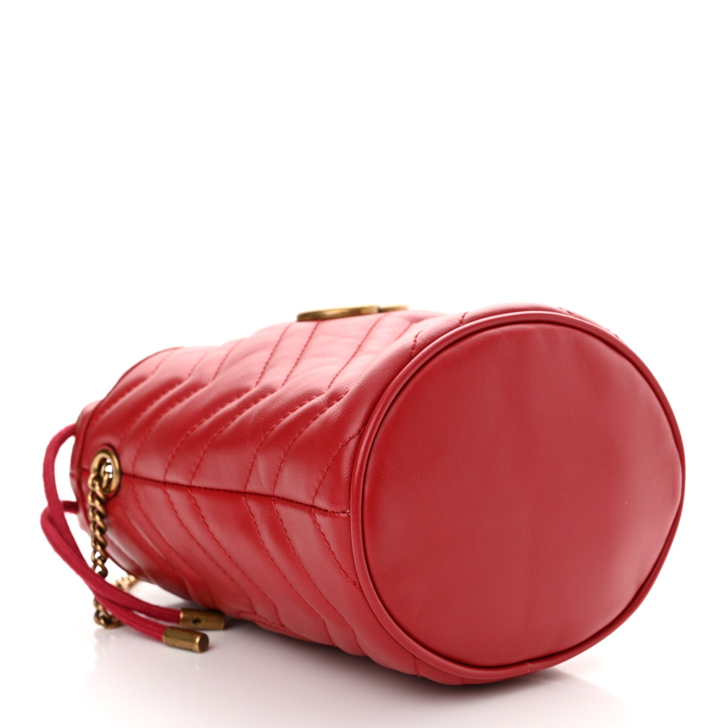 Gucci Calfskin Matelasse Mini GG Marmont 2.0 Bucket Bag Hibiscus Red 4 of 11