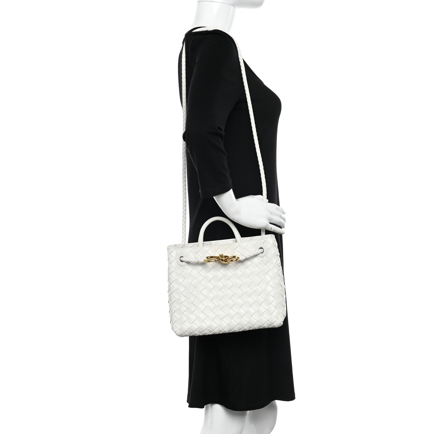 Bottega Veneta Nappa Intrecciato Small Andiamo Shoulder Bag White 2 of 10