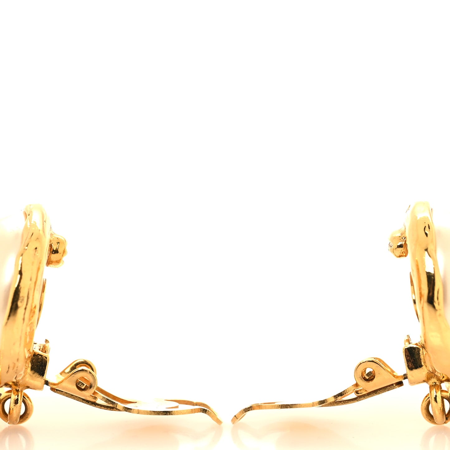 Pearl CC Dangle Clip On Earrings Gold