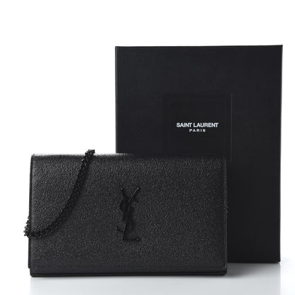 Saint Laurent Grained Metallic Calfskin Monogram Chain Wallet Black 10 of 10