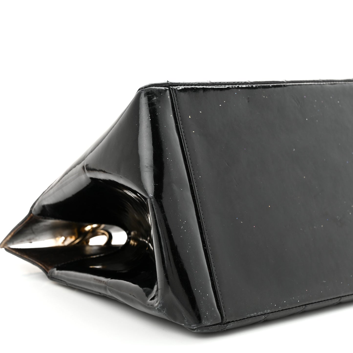 Patent Quilted Grand Shopping Tote GST Black