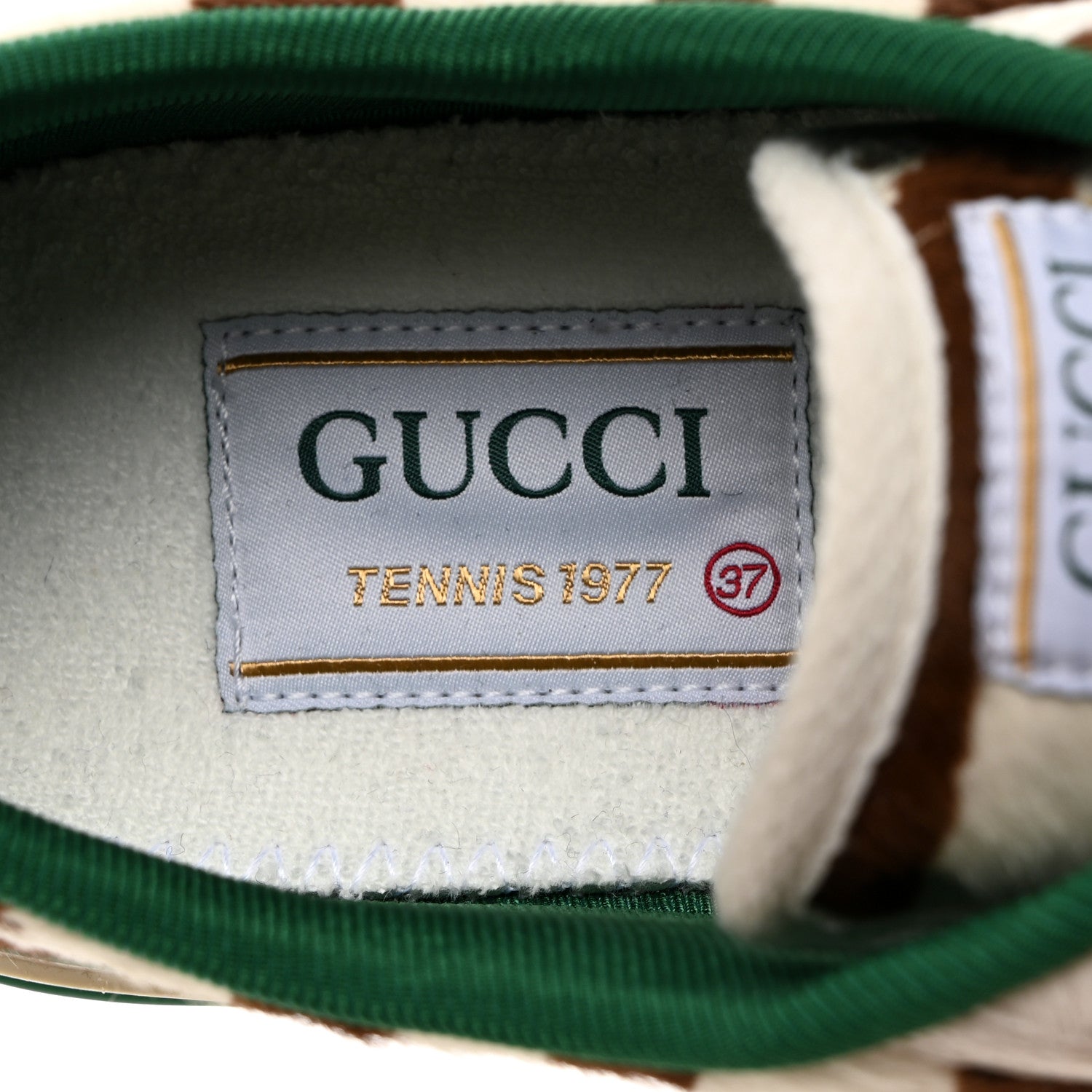 Gucci Pony Hair Web Zebra Print 1977 Tennis Sneakers 37 White Brown 6 of 7