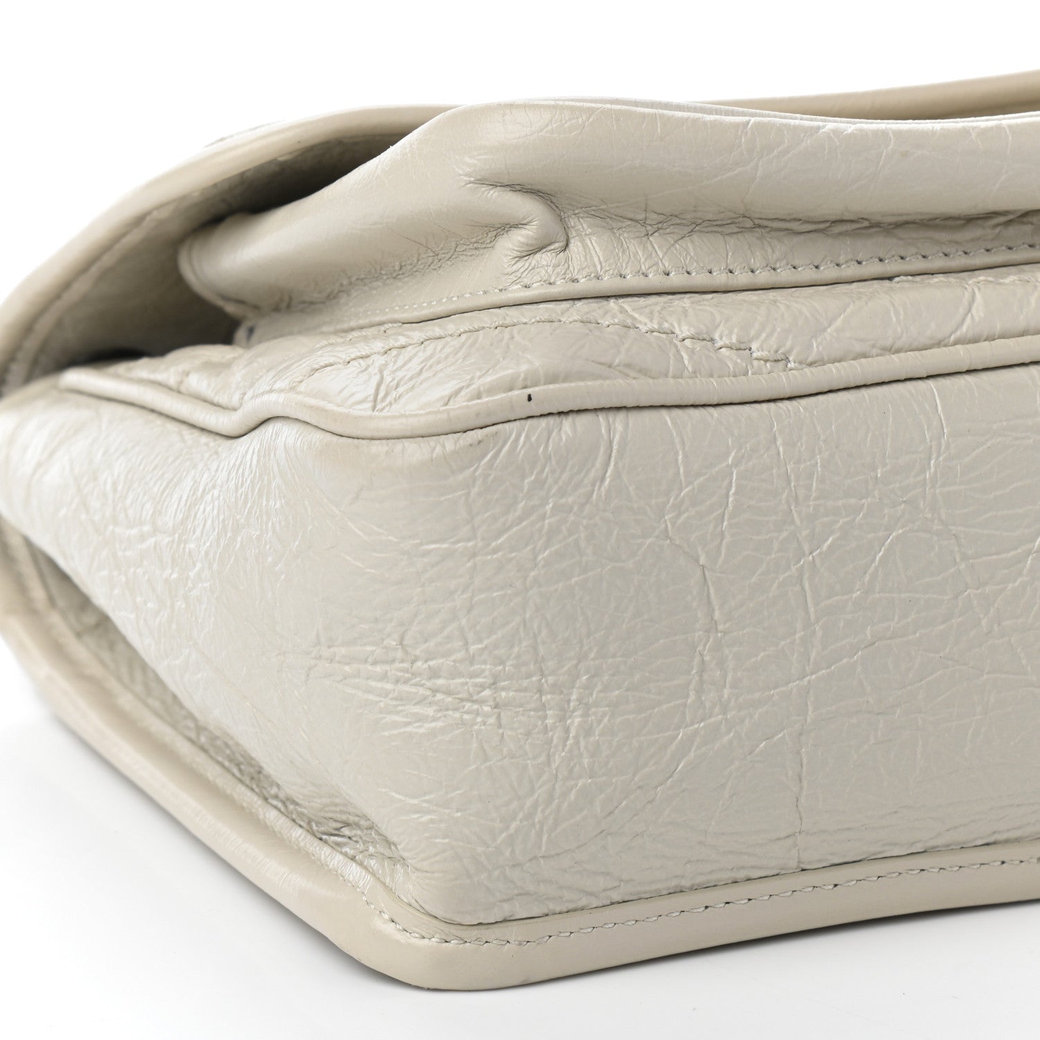 Saint Laurent Crinkled Calfskin Matelasse Monogram Baby Niki Chain Satchel Crema Soft 7 of 8