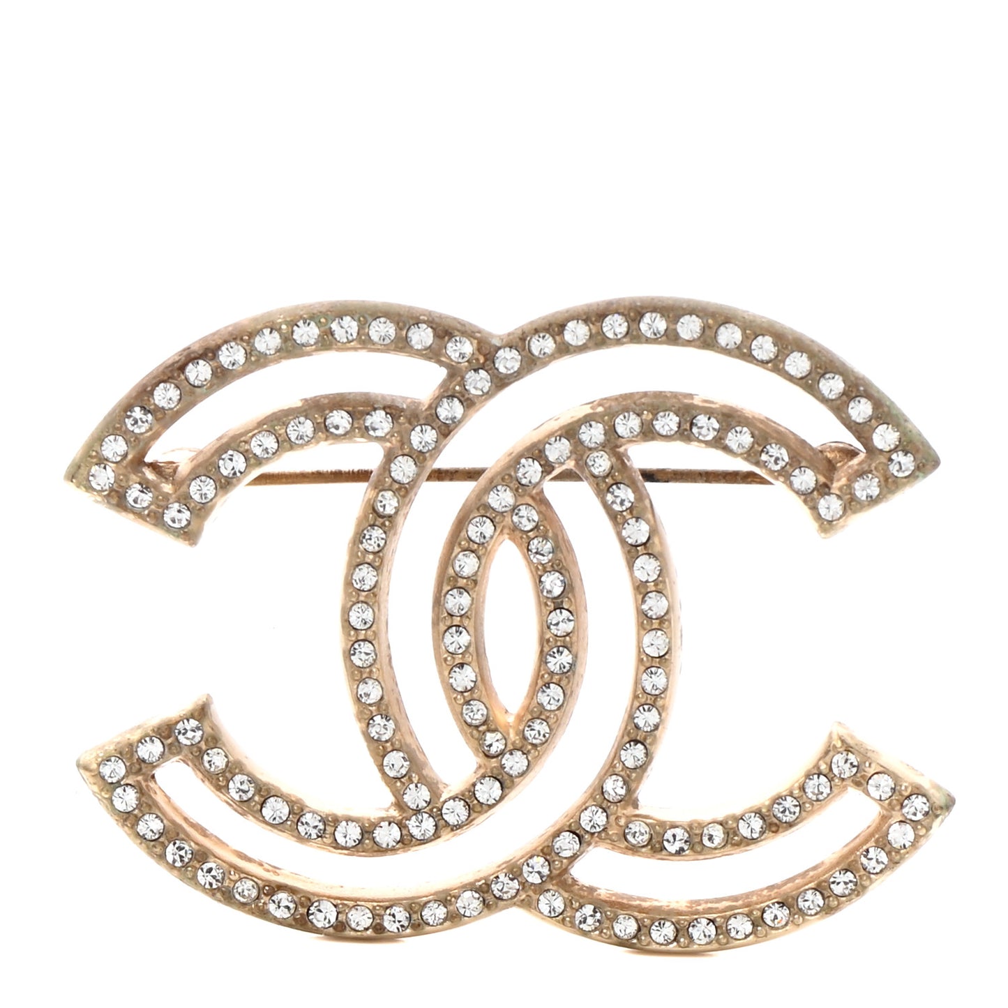 Crystal CC Brooch Gold
