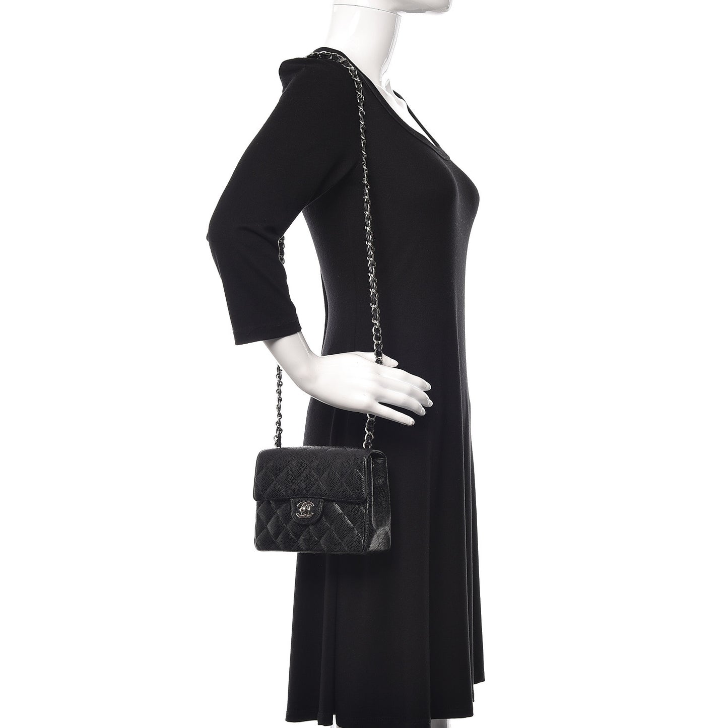 Caviar Quilted Mini Square Flap Black