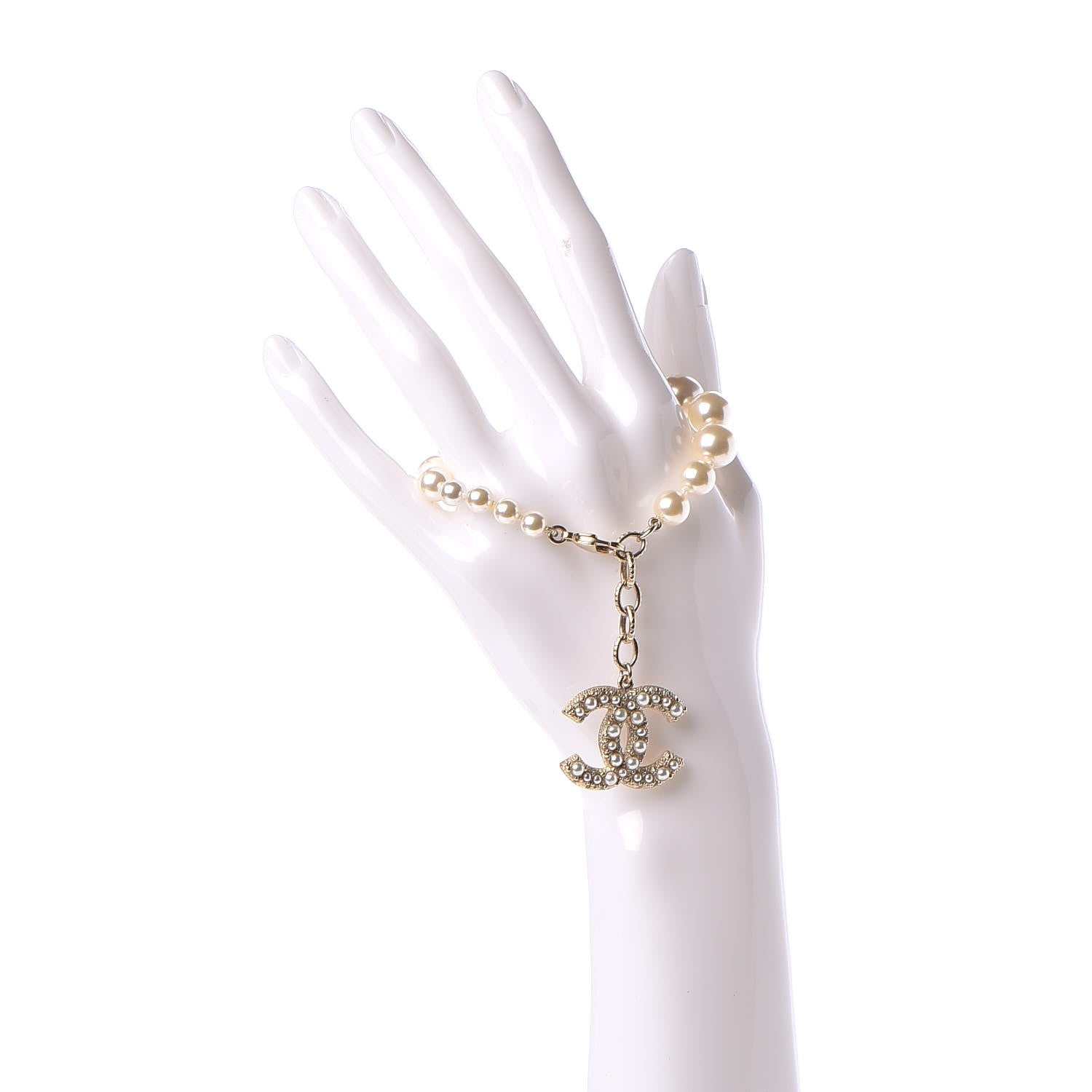 Chanel Pearl Crystal CC Bracelet Gold 2 of 5