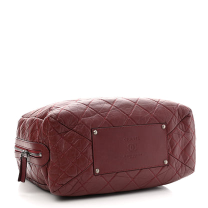Chanel Aged Calfskin Quilted Large Secret Tag Bowling Bag Burgundy 3 of 10