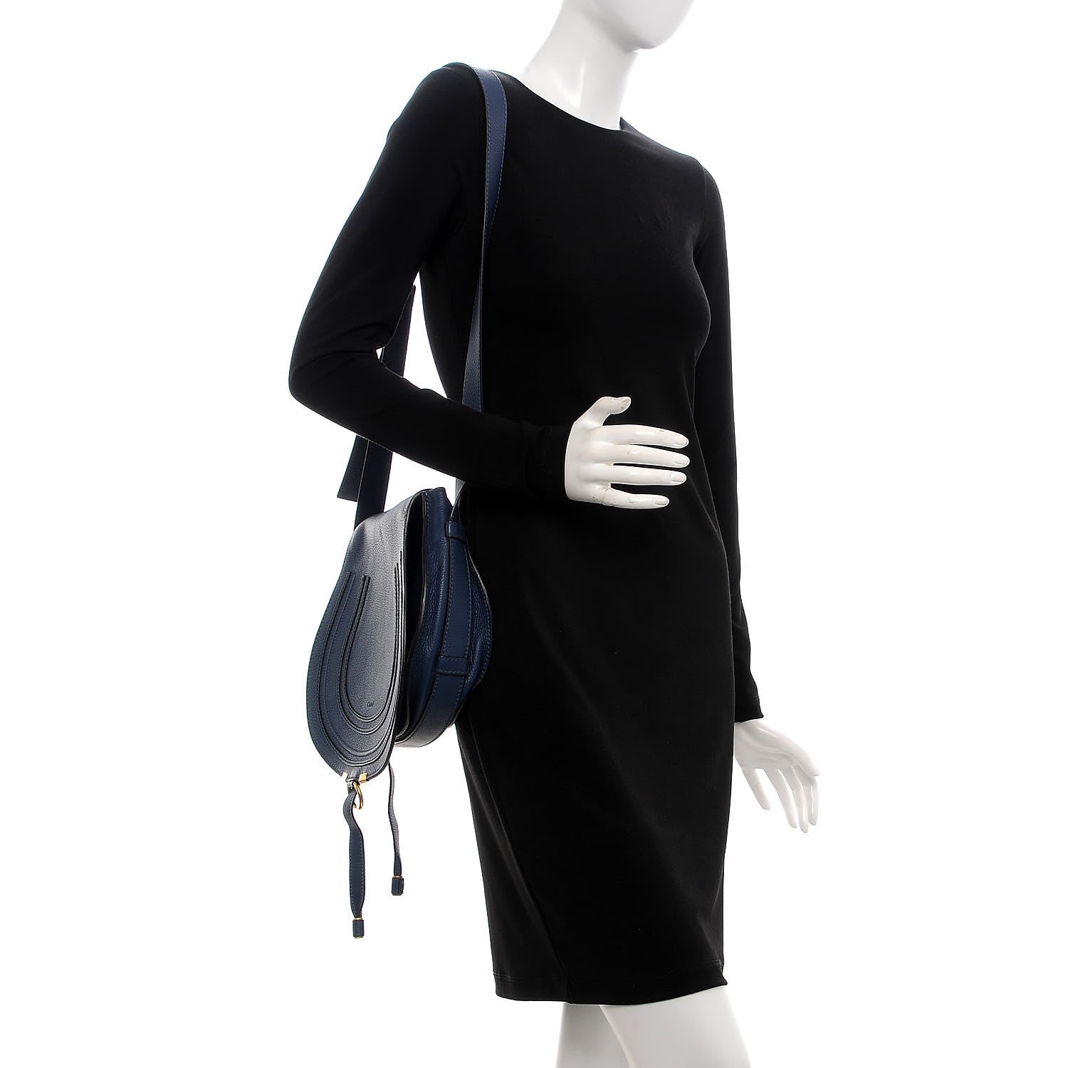 Chloe Calfskin Medium Marcie Round Crossbody Bag Royal Navy 2 of 7