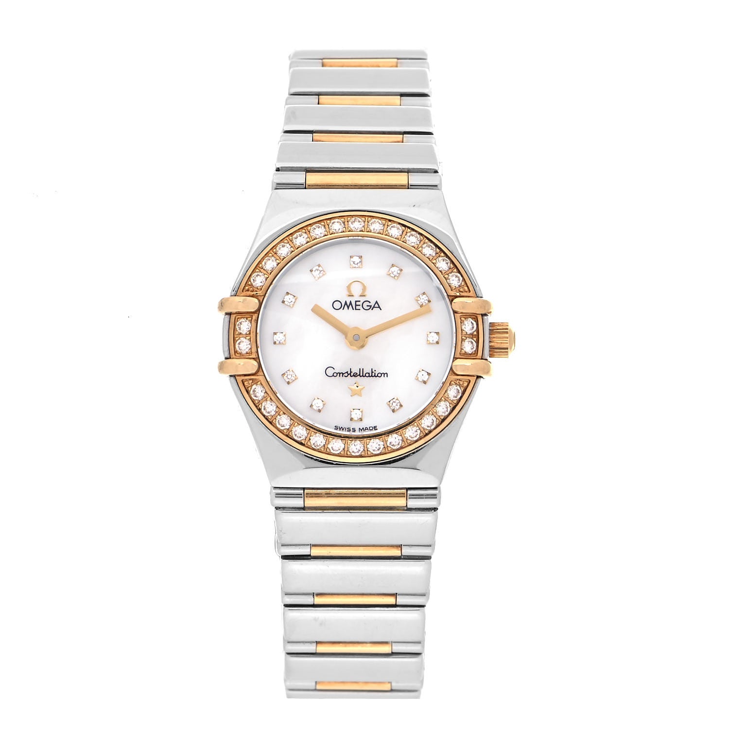 Omega Stainless Steel 18K Yellow Gold Diamond Bezel Mother of Pearl 23mm Constellation My Choice Quartz Watch 895.1243 1 of 5